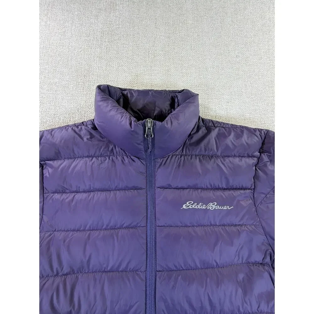 Eddie Bauer Men's Small Purple 80% Down Full Zip Long Sleeve Puffer Jacket Coat